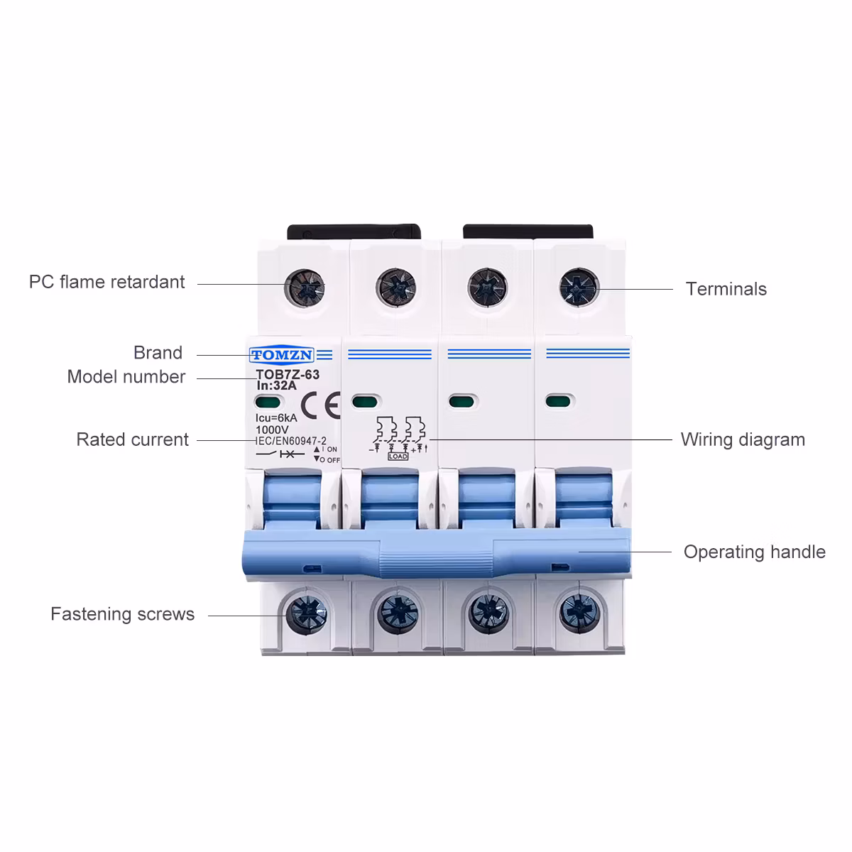 Tomzn 4P 63A 1000V AC/DC Photovoltaic Circuit Breaker